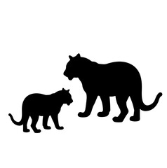 Set of lion silhouettes featuring majestic poses and bold outlines on a clean white background.
