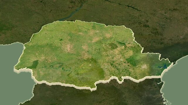 Parana - state of Brazil, extruded. Satellite map