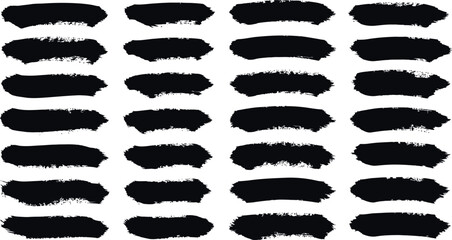 Set of black grunge brush strokes for creative art and design projects. Vector illustration