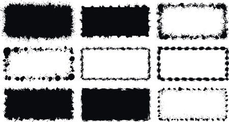 Obraz premium Grunge ink border collection for creative design projects. Vector illustration