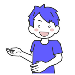 案内をする笑顔の男性のイラスト