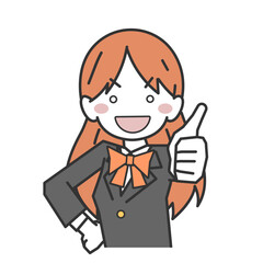 グッドサインを出す女子生徒・学生