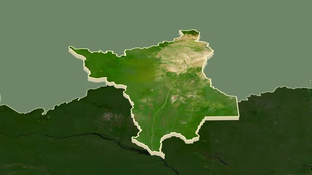Roraima - state of Brazil, extruded. Satellite map