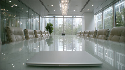 Modern Corporate Boardroom with City View