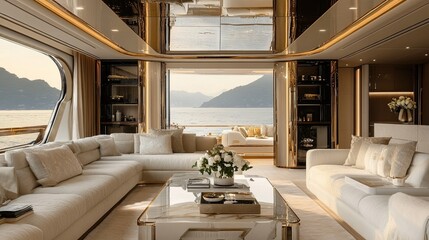 living room with a fireplace Luxurious