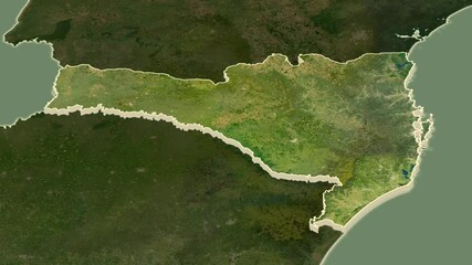 Santa Catarina - state of Brazil, extruded. Satellite map - Powered by Adobe