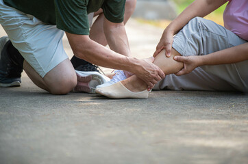 The injury occurred while the elderly woman was walking in a park. Her ankle was very painful.