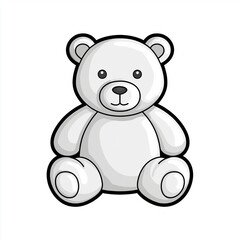 Obraz premium Cute shiny white teddy bear with big head and cartoon eyes