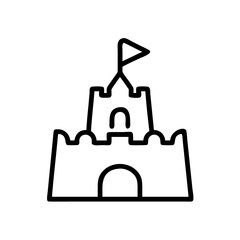 Fototapeta premium Sandcastle icon in minimalistic line art style 