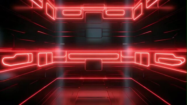 Futuristic Glowing red Tech Interface Frame