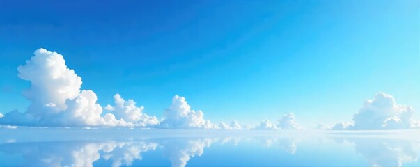 Vast, tranquil blue sky stretches endlessly, offering a serene and peaceful view Perfect for relaxation, meditation, or calming backgrounds Clouds are few and wispy, light and airy , hope, light