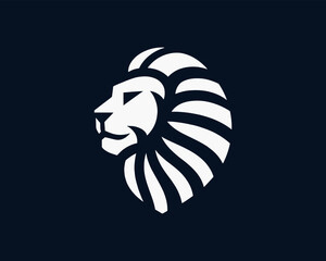 White Lion Head Logo Geometric