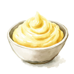 My Watercolor illustration, aioli sauce cream painting illustration isolated on a white background, illustration, AI painting design, vector illustration set, eps format