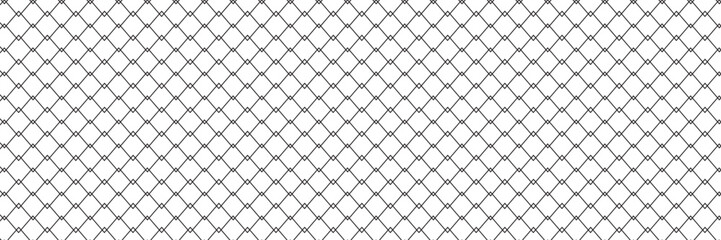 Fototapeta premium Steel wire chain link fence seamless pattern. Metal lattice with rhombus, diamond shape silhouette. Grid fence background.