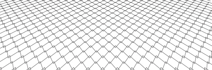 Fototapeta premium Steel wire chain link fence seamless pattern. Metal lattice with rhombus, diamond shape silhouette. Grid fence background.
