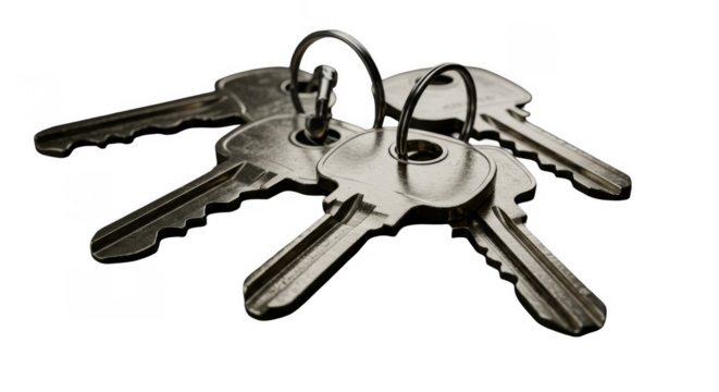 Realistic Image of Keys Bunch Opening Access Security With Isolated Background - Powered by Adobe