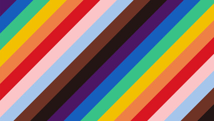 Fototapeta na wymiar Pride Background with LGBTQ Inclusive Pride Flag Colours. Rainbow Stripes Wallpaper for LGBT Pride Month. Vector Illustration.