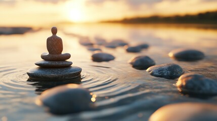 Zen stones on water