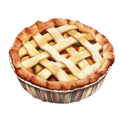 My Watercolor illustration, apple pie painting illustration isolated on a white background, illustration, AI painting design, vector illustration set, eps format