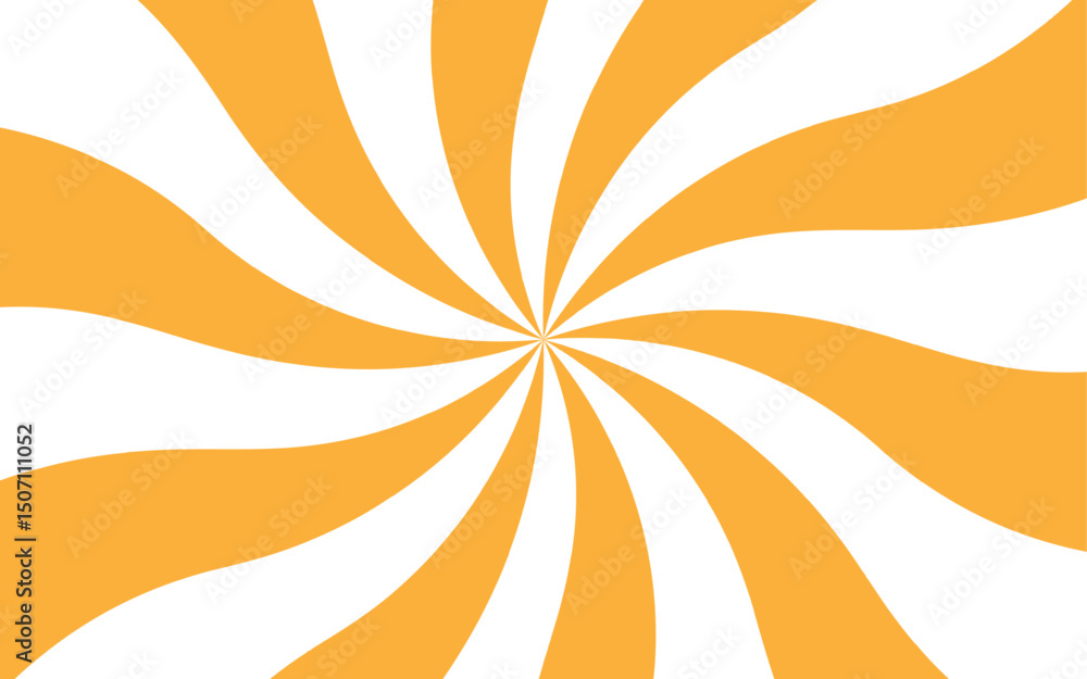 Poster Abstract high energy background featuring a radial burst pattern with alternating curved rays. Smooth, wavy orange rays spiraling rays form symmetrical, hypnotic effect with a sunburst or pinwheel 