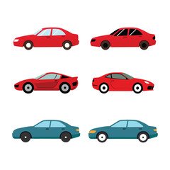 Vector art of Collection of different car models isolated on white background