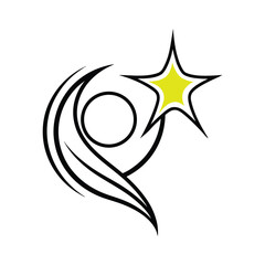 Obraz premium Reaching for the Star Abstract Figure Achieving Success