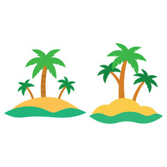 Fototapeta premium Vector art of Two tropical islands with palm trees isolated on white background