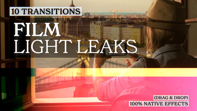 Film Light Leaks Transitions | Seamless Native Graphics (Drag & Drop)