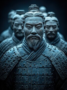 Ancient terracotta warrior, close-up