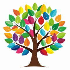 Autumn tree vector with colorful leaves