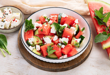 Summer fruit and vegetable salad.