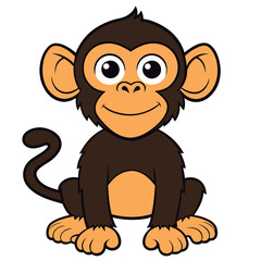 Fototapeta premium Vector illustration of a Cute cartoon monkey sitting.