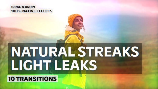 Natural Streaks Light Leaks Transitions | Seamless Native Graphics (Drag & Drop)