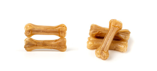 Rawhide bones, collagen dog chew food, pressed dry kibble, natural long-lasting canine treats