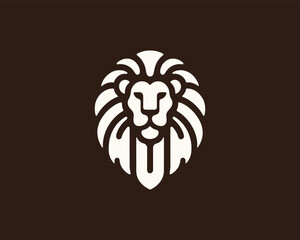Lion Head Logo White Stylish