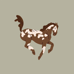 Hand drawn abstract vector clipart illustration collection with color adorable cute, stylized horse character.Trendy modern art kids design concept.Vector cartoon farm animals symbol. Cartoon animal.