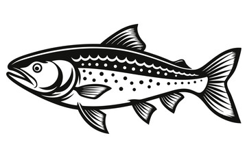Fototapeta premium Black Vector Illustration of a Fish with Spots and Fin Details Design