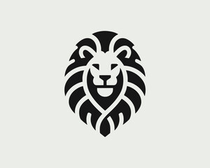 Fototapeta premium Lion Head Logo Black and White Modern