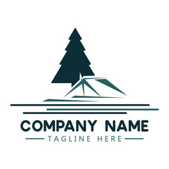 camping vector logo design with white background