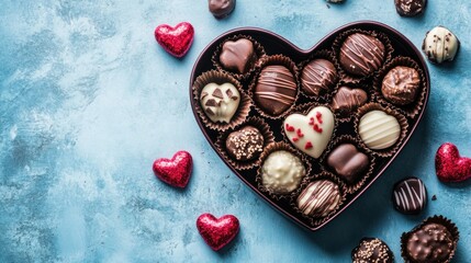 Assorted chocolates in heart-shaped box