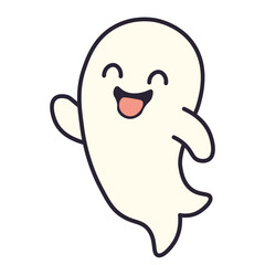 Cute Halloween Ghost Vector Illustration