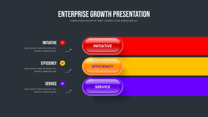 Digital Introduction 3 Element Infographic Presentation Layout. Product Campaign Frame Design Vector Illustration. Sales Launch Three Option Diagram Slide Template.