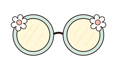 Retro groovy glasses clipart, cute hand drawn vector illustration in flat style.	
