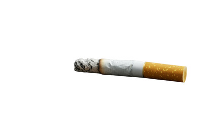 Isolated Cigarette Still Smoldering with Ash on Transparent Background