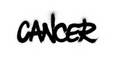 graffiti cancer  text sprayed in black over white