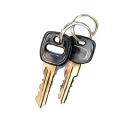 My Watercolor illustration, car key painting illustration isolated on a white background, illustration, AI painting design, vector illustration set, eps format