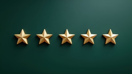 Five Golden Stars on a Deep Green Background Symbolize Top Rating and Quality Assessment in Visual Design Contexts Generative AI