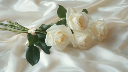 white rose on a satin background