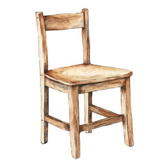 My Watercolor illustration, wooden chair painting illustration isolated on a white background, illustration, AI painting design, vector illustration set, eps format