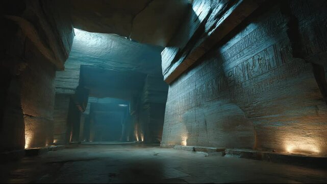 Dark corridor extends deep beneath surface, hinting at ancient Agartha architecture. Stone textures whisper forgotten civilization secrets. Agartha reveals Agartha mystery through architecture alone.